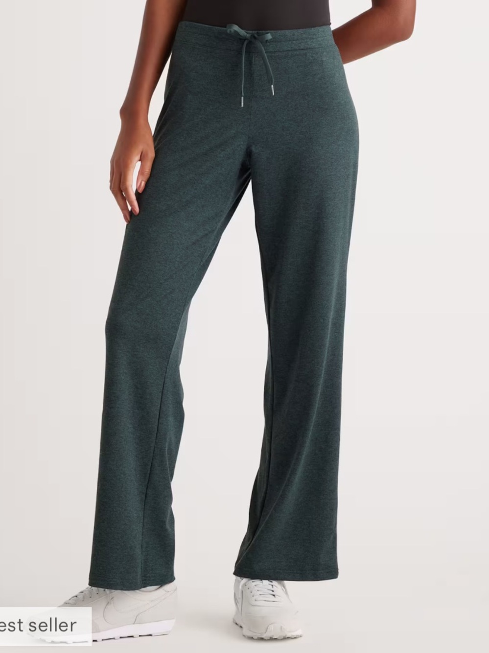 New Quince Flowknit Wide Leg Drawstring Lounge Pants Heather Green Comfy Cozy